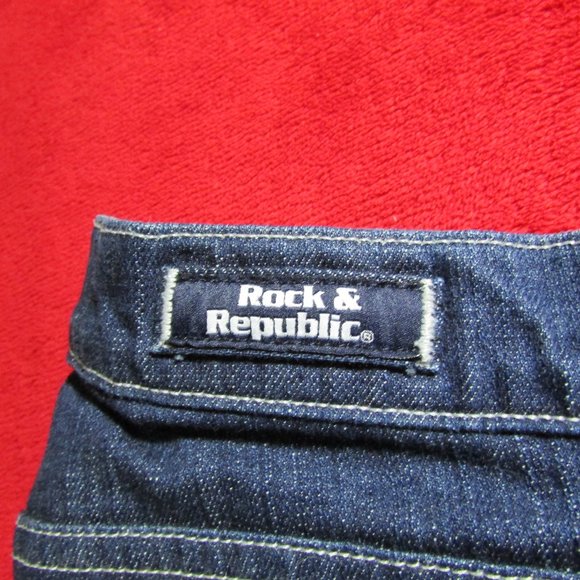 Rock & Republic Embellished Pocket Kasandra Jeans Dark Wash Boot Cut - Picture 3 of 9